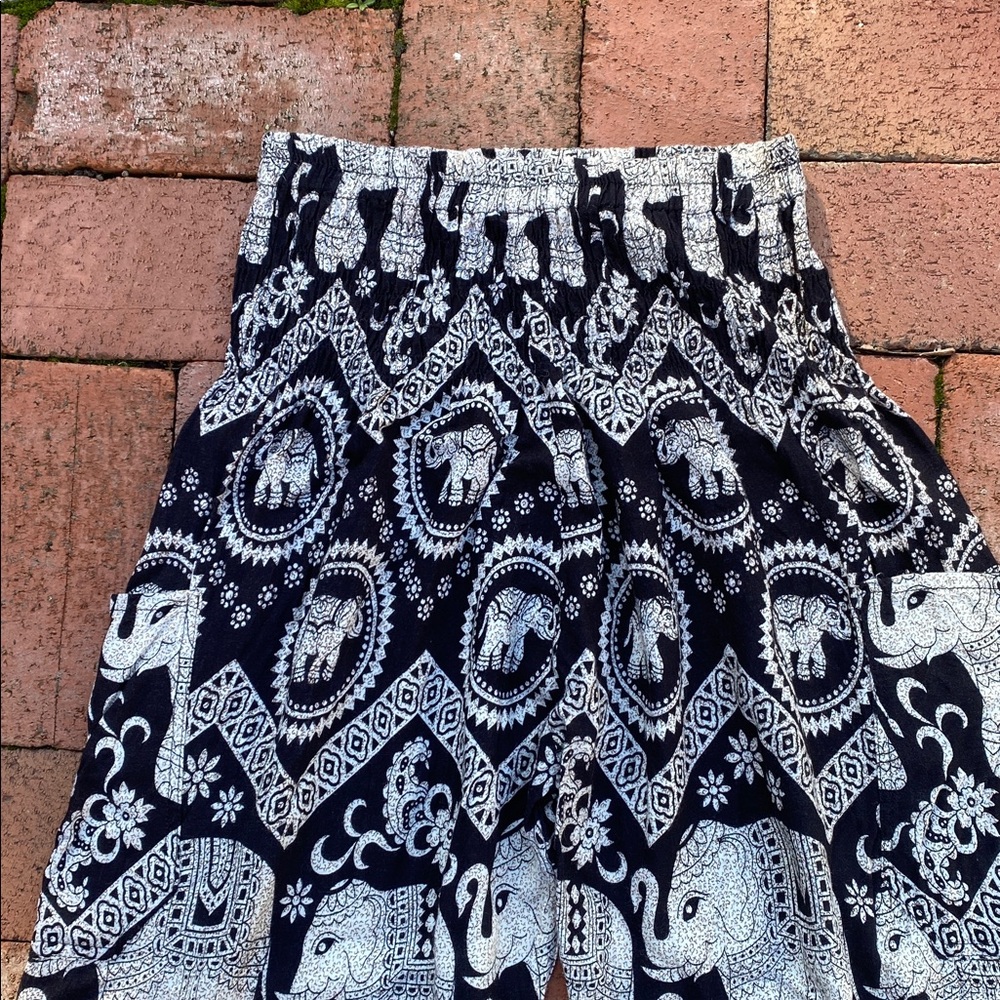 Black and White Elephant Print Harem Pants - Picture 2 of 4